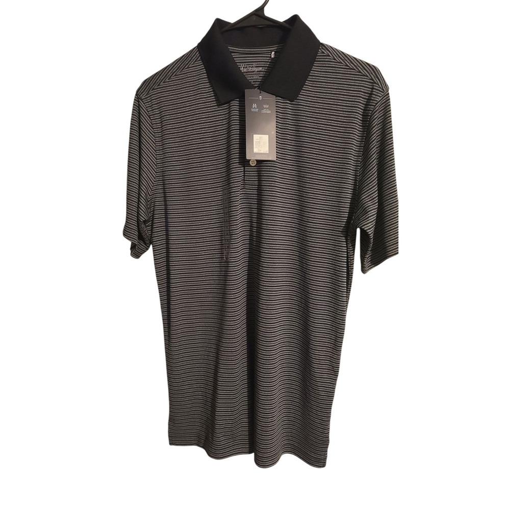 BRAND NEW WALTER HAGEN MENS POLO GOLF SHIRT SIZE S Gray/Black STRIPES $65